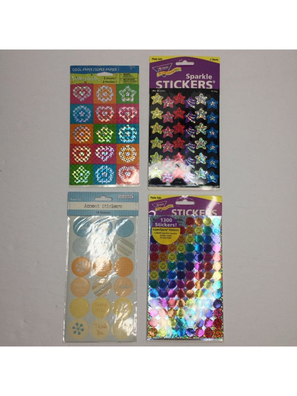 Assorted Holographic Thank You Stickers Lot 4 Packs 1300 Stickers Craft Projects